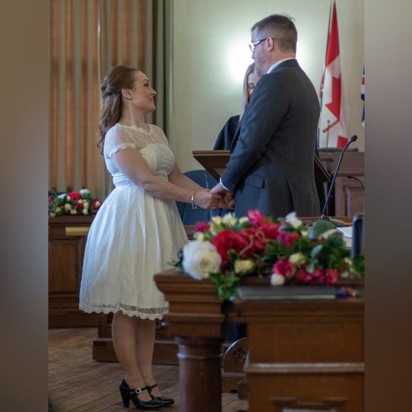 Women's Retro Floral Lace Vintage Evening Prom Party Bridesmaid Wedding Dress - Picture 8 of 8